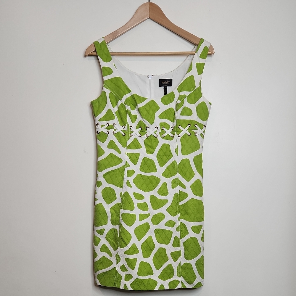 Laundry by Shelli Segal Vibrant Green Patterned Mini Dress Women's Size 6